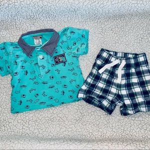 Teal collar shirt w/ matching shorts